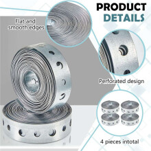 12 Pcs Galvanized Hanger Strap Metal Strapping with Holes Pipe Hanger for Pipe Supports Hanging, 10 Ft