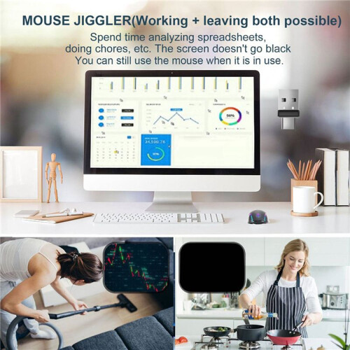 3X USB and Type C 2 in 1 Mouse Jiggler USB Mover Undetectable Automatic Mouse Shaker Wiggler 2