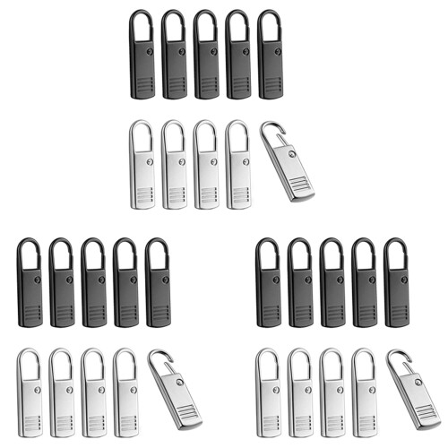 30Pcs Zipper Pull-Tab Replacement, Metal Zipper Puller Zip Slider Extender Handle Mend Fixer for Suitcases Backpacks