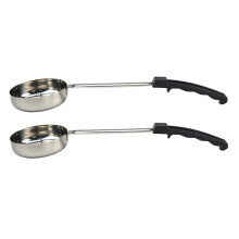 2X Pizzaaufstrich Saucenkelle Gummigriff Flacher Boden Küche Kochlöffel Edelstahl Messlöffel Suppenlöffel -6 Oz