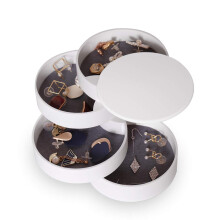 Schmuckkästchen-Organizer, Damen, 4 drehbare Fächer, geeignet für Ringe, Ohrringe und Halsketten, Geburtstagsgeschenk, Mädchen/Damen, rund