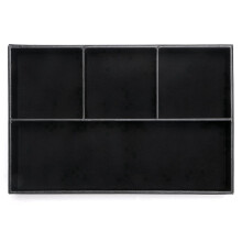 2X 4 Slots Desk Drawer Organizer, Pu Leather Drawer Storage Organizer Divider (Black)