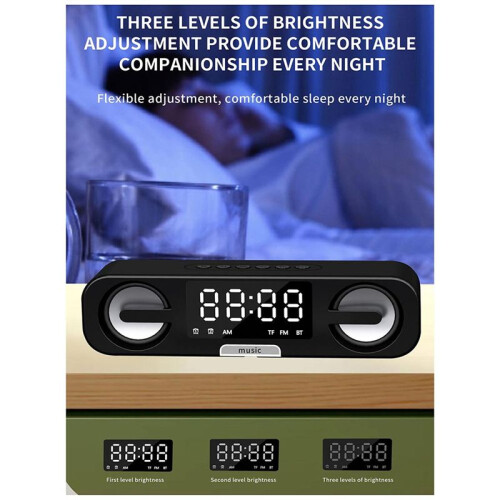 Clock  Speaker, LED HD Mirror, FM Radio Function, Multi-Function Playback  Audio White 2