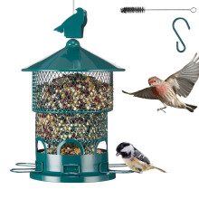 Squirrel Proof Bird Feeder, Large 4lb Capacity Metal Perches, Hanging or Window Mount, Green