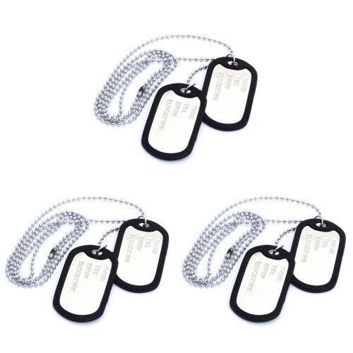 3X Kettingketting Hanger 2 Plaat Identiteit Dog Tag Legering Mode Heren