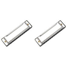 2X 10 LöCher Blues Mundharmonika Musikinstrument Edelstahl Mundharmonika für Kinder Geschenke