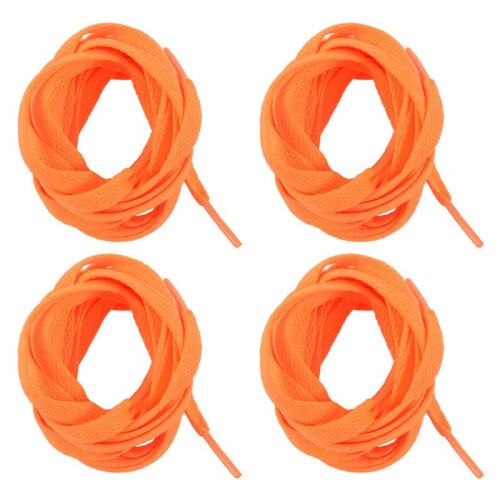 Trainers Replacement 8mm Wide Orange Flat String Shoelace 4 Pair