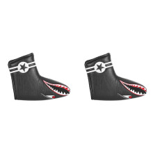 2-Teiliges Schwarzes PU Leder mit Hai Stickerei Magnet Klinge Putter Kopf Bedeckung Club Putter Kopfbedeckung