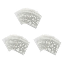 300 Pcs Sachets Pouches White Snowflake Packaging Bag for Cookies Biscuits Christmas Candies