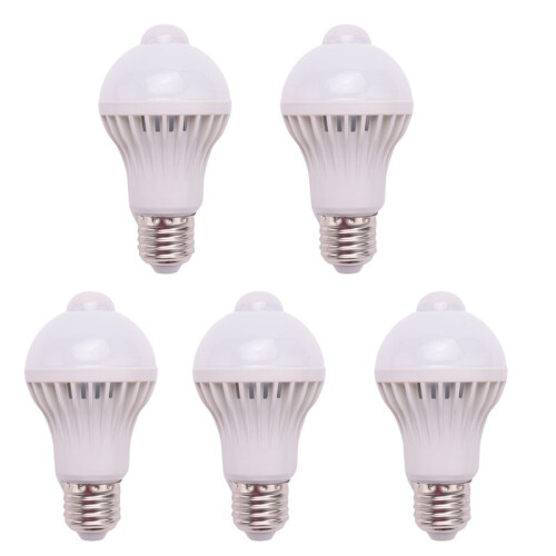 5X E27 Led Bulb Light Motion Sensor Light LED PIR Motion Sensor Lamp Globe Bulb Light Lamp, 5W