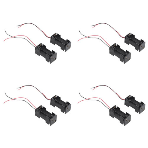 8pcs Black 2-Layers 4 X 1.5V AAA Battery Holder Case Box W Wire Leads