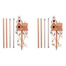 2X Garden Bird House with Pole Metal Bird Feeders Garden Stakes Bird Houses for Courtyard Backyard Patio Outdoor Style E