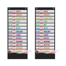 2X Daily Schedule Pocket Charts, 13+1 Pocket, 18 Sided Reusable for Classroom, Classroom Pocket Chart,Classroom Schedule