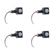 4X AC85-265V IP65 Motion Sensor Adjustable PIR Ultrathin LED Light PIR Outdoor Motion Sensor Detector,10Mm Black