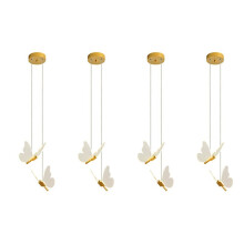 4X Lampade un Sospensione un LeD un Farfalla Lampadario da Comodino Dorato Nordico Illuminazione per Lampada da Comodino Camera da Letto Soggiorno B