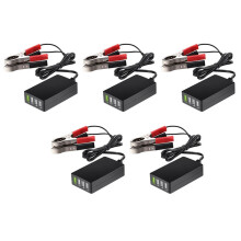 5X Tragbarer Gleichstrom mit Batterieclip, 12 V/24 V Bis 5 V, 4-Port-USB-Ladegerät, Multiport-Adapter, Andere Smartphones und Tablets