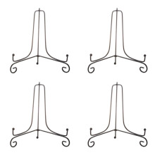 4 Pcs Iron Easel Classic Display Stand Bowl Plate Photo Frame Book Artwor Black 4 Inches 10.5cm