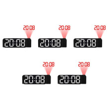 5X 180 Rotation Projection Alarm Clock 12/24H LED Digital Clock USB Plug-in Ceiling Projector Alarm Clock (White)