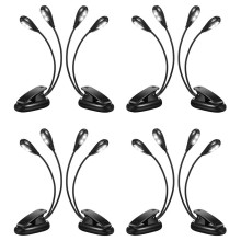 8Pcs Music Stand Light Clip LED Book Lights Dual Arm Reading Lights for Books in Bed 360 Degree Adjustable Clip