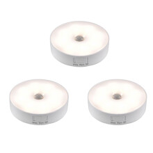 3X Détecteur de Mouvement LumièRe LED USB Veilleuses Lampe Rechargeable pour Cuisine Chambre Escaliers Couloir Armoire Placard Garde-Robe