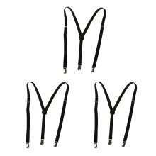 3X Adult Adjustable Metal Clamp Elastic Suspenders Braces Black