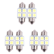 6 Pezzi Bianca CC 12V 31mm 4 5050 SMD Interno di Automobile del Festone Della Cupola LED Light