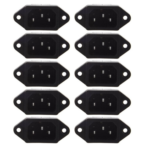 10X IEC 320 C14 Male Plug 3 Pins PCB Panel Power Inlet Socket Connector