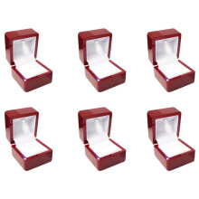 6X Ringar Display Box FöRvaring Mjuk Sammetsbricka Fodral HåLlare Stand Display FöRvaringsbox Visa Smycken Organizer LED-Ljus Ring Box RöD