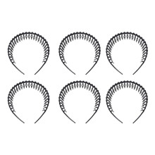 6X Plastic Teeth Comb Hairband Hair Hoop Headband Black for Woman