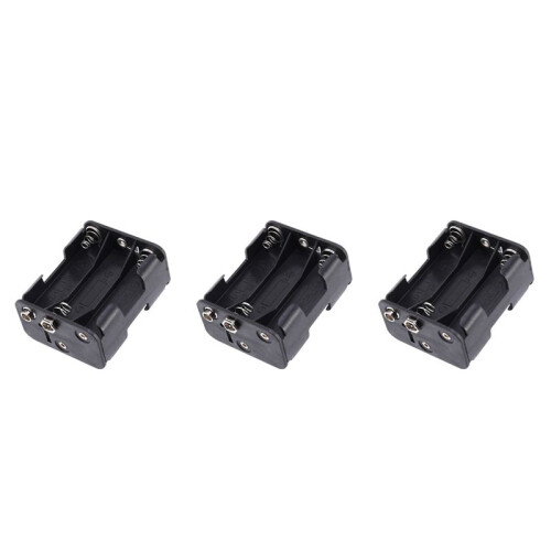 3X Double Side Spring 6 X 1.5 V AA Battery Holder Case Box Black