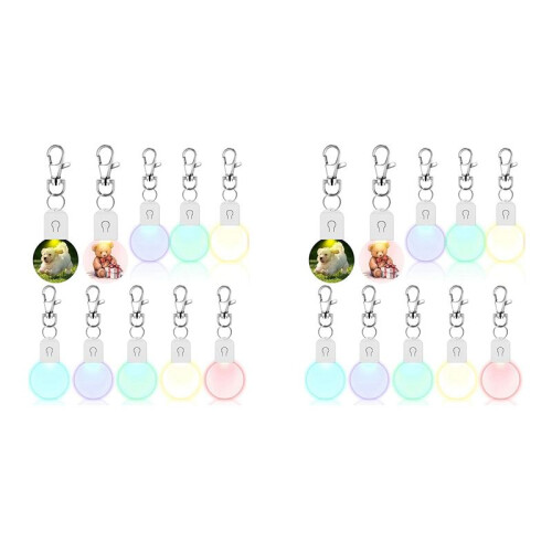 20 Pcs LED Sublimation Blank Keychain Acrylic Lighted Transfer Round DIY Keychain