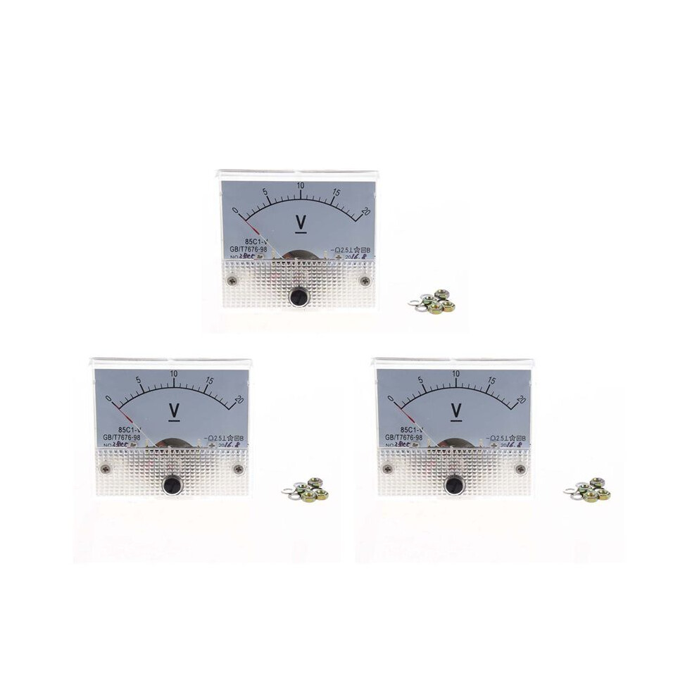 3X  0-20V 85C1-V Class 2.5 Voltmeter Analog Volt Panel Meter-image-OPC-PT8B6RF-NEW