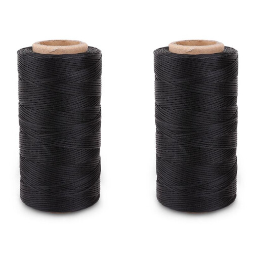2X Flat Wax Wire Coil 260M Leather Leather DIY DIY Black