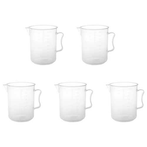 5X 1000 Ml Transparent Graderad BäGare med Handtag