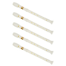 5X Studenten Aus Weissem Kunststoff 8 Loecher Floete Rekorder mit Einem Reinigungsstift