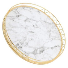 2X Round Household Simple Snack Dried Fruit Plate Small Dry Tea Tabletop Storage Light Luxury Marble Pattern Tray,B,L