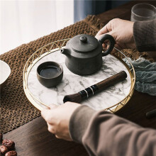 2X Round Household Simple Snack Dried Fruit Plate Small Dry Tea Tabletop Storage Light Luxury Marble Pattern Tray,B,L
