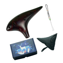 Beginner Friendly Ceramic Ocarina 12 Hole Design Perfect-Brown
