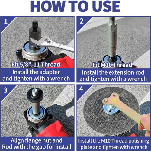 2X Angle Grinder Extension Pole,M10 Thread Polisher Adapter Pole, Grinder Extension for 100 Type Angle Grinder/Polisher 1