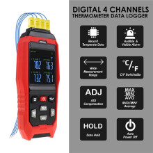 2X Termoelementtermometer 4-Kanalers Dataloggertermometer K Typ Temperaturlogger med Larm och Dataloggning