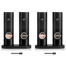 4X Set Macina Sale e Pepe Elettrico, Grossolanità Regolabile con Una Sola Mano, Alimentato un Batteria con Supporto, Strumenti per Condimenti