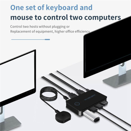 2X USB KVM  USB Shared Switcher 2 in 4 Out for Laptop PC Keyboard Mouse Printer USB  Hub Adapter USB 2.0 2