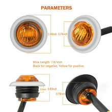100 STKS 3/4 Inch 3 LED  Ronde Trailer Zijmarkeringslichten Universeel voor Vrachtwagens Boot Pickup Caravan RV Geel