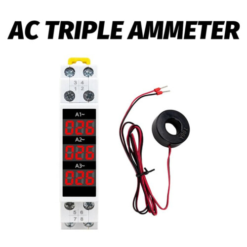 6X Din Rail Mount 3 Phase Ampere Meter  Modular Current Meter Gauge Indicator LED Digital Display Detector Ammeter 2