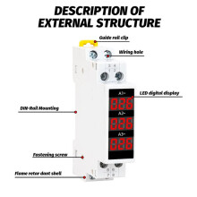 6X 3-Phasen-Amperemessgerät für DIN-Schienenmontage, Modulares -Strommessgerät, Anzeige, LED-Digitalanzeige, Detektor, Amperemeter