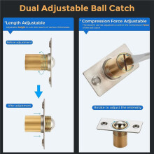 Closet Door Catch, Door Catches for Interior Doors, Dual Adjustable Bearing Catch Silver 8 Pack