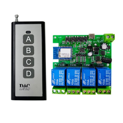4CH Tuya   WiFi Relay Module DC7-32V Motor Module +RF433 Remote Control for Garage Door Opener