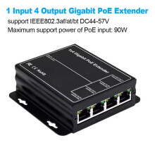 4X 4-Portowy Gigabitowy Wzmacniacz POE 100/1000 Mbps 90 w 1 w 4 Wyjścia Wzmacniacz PoE Sieć VLAN na Szynie DIN dla Kamery 48 V POE Wierless AP