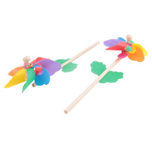 30 Stück Holz Stick Windräder, Windmühle Party Windräder DIY Windräder Set für Kinder Spielzeug Garten Rasen Party Dekor