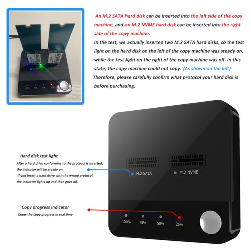 M.2  Duplicator M.2  to Nvme SSD Enclosure External Hard Disk Docking Station with Clone for M2 HDD SSD Reader 2
